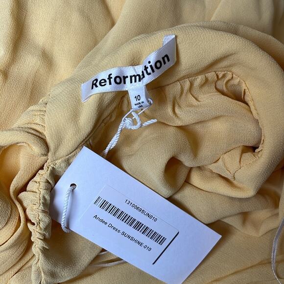 Reformation Andee Halterneck Open Back Sunshine Yellow Maxi Dress Size 10 - Picture 8 of 9